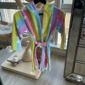 Rainbow Heart Kids Hooded Bathrobe